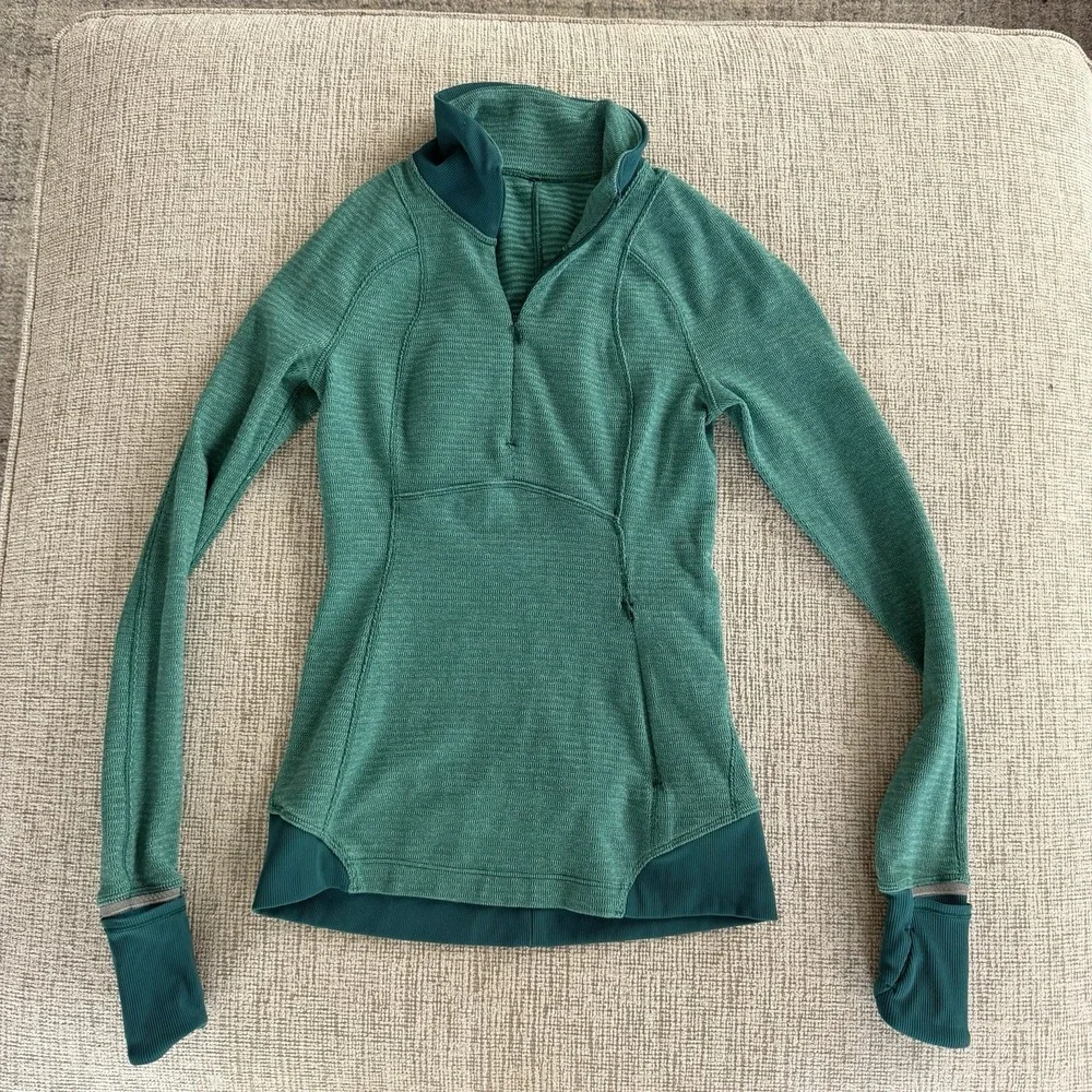 Lululemon Pullover Womens Sz Small Green‎ Quarter Zip Stretch